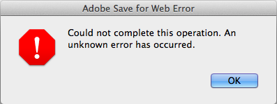 Adobe Save for Web Error