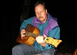 Playing Voyager, the Six-String Nation Guitar at Unplugd12 campfire, photo by Jackie Gerstein