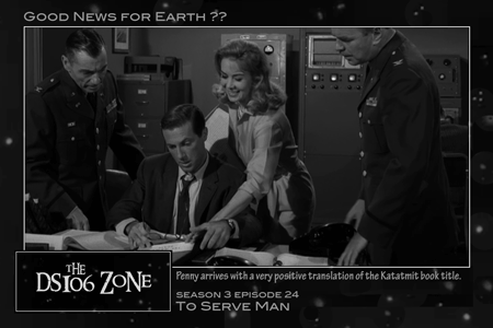 "Good News for Earth ??" scene-based Trading Card, by aforgrave, from "To Serve Man"
