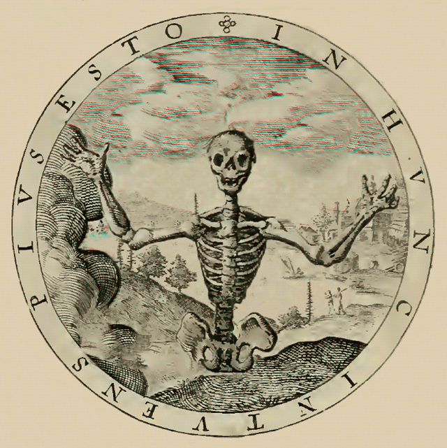 "Depth of A Field, with Skeleton (Static)" 3D Anaglyph-A-GIF by @aforgrave based on Geo Wither Illustration 8 (1635)