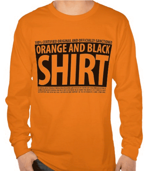"100% Official Orange and Black Spirit Day Shirt" animated GIF by @aforgrave
